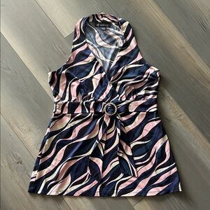INC International Concepts Pink and Blue Patterned Blouse